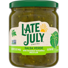 Late July Snacks Salsa Verde su skrudintais pomidorais, vidutinė, 440 ml stiklainis