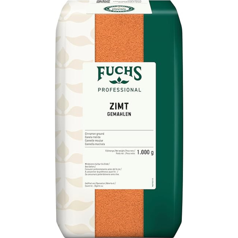 Fuchs Professional - maltas cinamonas | Saldiems ir aštriems patiekalams pagardinti | Profesionali kokybė dideliems vartotojams ir viešojo maitinimo įstaigoms | 1 kg perdirbamame maišelyje