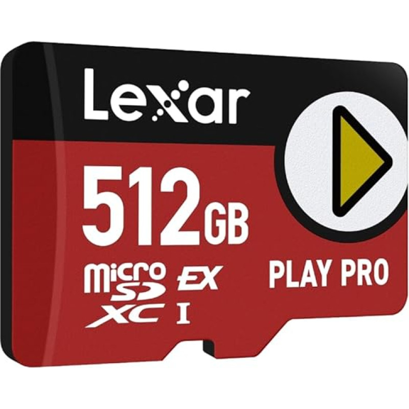 Lexar Play PRO MicroSDXC Express Card 512GB, Up to 900MB/s Read, 600MB/s Write, Game Optimised, A2, 4K, High Speed Memory Card for Handheld Consoles, Switch, Portable Gaming Devices