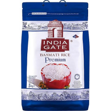 INDIA GATE Premium Basmati ryžiai - smulkūs, aromatingi ilgagrūdžiai ryžiai iš Indijos, smulkūs ilgagrūdžiai (1 x 5 kg)