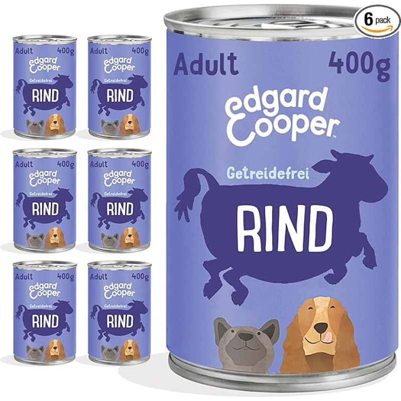Edgard & Cooper drėgnas maistas šunims (jautiena su burokėliais, brokoliais ir kriaušėmis, 400 g x 6), be grūdų, su natūraliais ingredientais ir šviežia mėsa, pilnas svarbiausių aminorūgščių