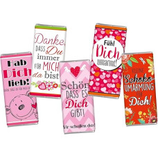 STEINBECK Mini šokolado rinkinys iš 5 šokoladinių saldainių Feel Hugged Thank You Love Chocolate Embrace Dovanų advento kalendoriaus užpildas