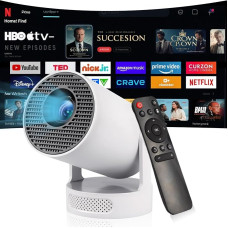 Mini Projector, Smart Projector 4K Home Cinema with 5W Soundbass Speaker, WiFi6 Bluetooth 5.4, Android 11.180° Rotation, Automatic Keystone Correction, Portable Projector Small for Smartphone/TV Stick