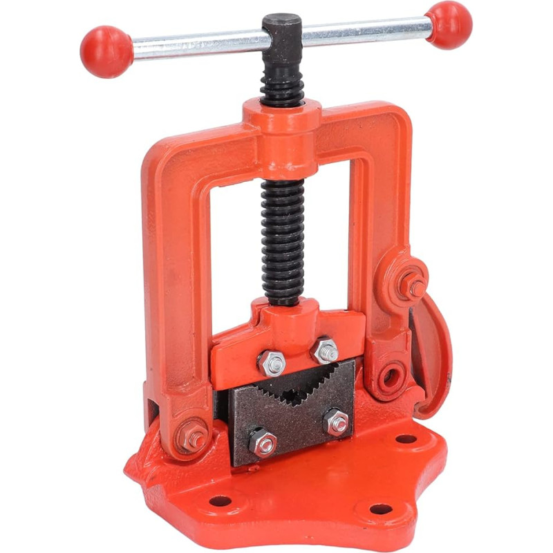 Tvirtas vamzdžių spaustuvas su šarnyriniu spaustuvu, didelė prispaudimo jėga, lengva naudoti, ilgas tarnavimo laikas, platus vamzdžių pjovimo ir sriegimo pritaikymo spektras