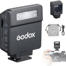 Godox iM22 mini fotoaparato blykstė Įmontuotas akumuliatorius 5 galios lygiai 440 pilno galingumo blyksnių 3 s atkūrimo laikas Suderinama su Fuji/Canon/Sony/Nikon/Panasonic/Olympus