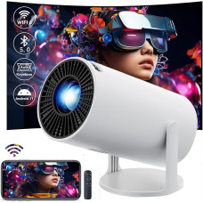 Mini Projector with Android 13 WiFi 6 Bluetooth 5.2 Mini Projector 4K 1080P Support Automatic Keystone Correction Smart Outdoor Projector Compatible Phone/HDMI/USB (amx100 White)