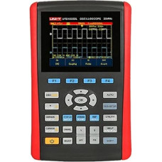 UNI-T UTD1025DL Nešiojamasis skaitmeninis osciloskopas su 25 MHz 2 kanalais, 250 Msa/s mėginių ėmimo sparta, 2 in 1 osciloskopas ir multimetras, matuoja įtampą, srovę, omus, 3 ekrano skaitikliai, 3.5