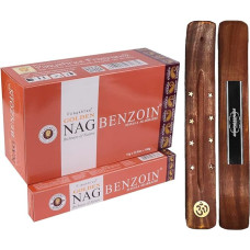 Aromasenses.- Golden Nag Benzoin Vijayshree Frankincense - 12 Packs of 15 Grams Each + 1 Aroma Senses Tablet (Benzoin)