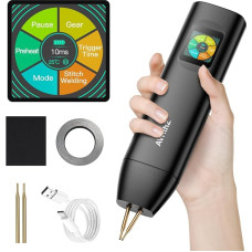 AWithZ Upgraded 0.1-0.3 mm Cordless Spot Welder H5 5000 mAh 0.2 mm Pure Nickel, 99 Levels, LCD Display for DIY and Making Battery Packs