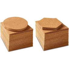 Korktafel Selbstklebend Selbstklebende Korkmatte, 110 Stück, naudojamas Untersetzer und Bastelarbeiten, Mini-Wand (100 quadratisch + 5 rund + 5 sechseckig), Untersetzer for Tassen zu Hause