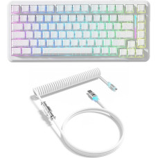 ATTACK SHARK X82PRO HE 75% Wireless Rapid Trigger Magnetic Keyboard, 8000Hz Wired Gaming Keyboard, Hall Effect Switch with Adjustable Trigger Point, QWERTY, C01 RGB Coiled Cable - White
