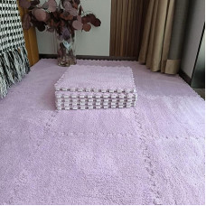 KJoBDwz Schaumstoff Plüsch Bodenmatte 18-teilige ineinandergreifende Puzzle-Bodenmatte, rutschfeste Bodenmatte, Plüschschaum-Bodenmatte, Schlafzimmer-Krabbelmatte Klettermatte(Purple,30x30cm)
