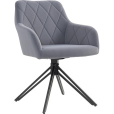 HOMCOM Dining Room Chair Upholstered Chair with Armrests Kitchen Chair Living Room Chair Velvet Look Retro Design Steel Grey 58 x 60.5 x 79 cm