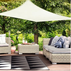 HAIKUS markizė, neperšlampama, stačiakampio formos, 3 x 4 m, apsauganti nuo saulės, nepraleidžianti vandens, iš aukščiausios kokybės PES poliesterio su apsauga nuo UV spindulių, skirta balkonui, sodui, terasai, kreminė