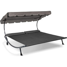 LECO Outdoor Double Lounger Original - Sun Lounger, Garden Lounger with Sun Canopy for Two People, Weatherproof - Anthracite Frame