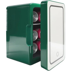 iTOMA 6 litrų talpos mini šaldytuvas ir šiltas, LED apšviestas veidrodis, kompaktiškas šaldytuvas miegamajam, automobiliui, gėrimams, grožiui, priežiūrai, žalias, K6104GE