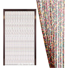 Wooden Bead Curtain Door Curtain Wooden Bead Curtain Wood Hanging Divider Curtain Decorative Curtain for Bedroom, Living Room, Wall Cupboard, Balcony Door, Living Room (Colour: 2, Size: 90 x 200 cm