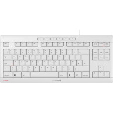 CHERRY STREAM KEYBOARD TKL, laidinė klaviatūra be skaitmeninės klaviatūros, UK išdėstymas, tylus klavišų paspaudimas, unikalus rašymo pojūtis, balta/pilka