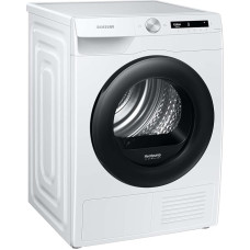 Samsung Heat Pump Dryer, 9 kg, Tumble Dryer with Simple Control Operating Concept, Wrinkle Protection, Optimal Dry, Super Short '35, White/Black, DV90T5240AW/S2