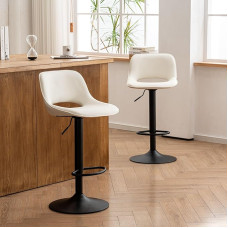 YOUNIKE Baro kėdės 2 baro kėdžių rinkinys Baro kėdės reguliuojamo aukščio pasukama kėdė Virtuvės kėdės Kėdė su tuščiaviduriu atlošu, aukštos baro kėdės, skirtos baro stalui virtuvėje, baltos spalvos