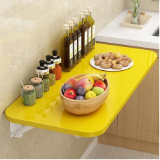 XFLSDHGD Wandmontierte Klapptisch Drop-Blatt Tisch schwimmender Schreibtisch, Wäscheklapptisch Klapptisch Esstisch Wandmontage Schreibtisch Workbench Klappküche, 120 x 40 cm/47x16in, Gelb, gelb