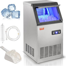 VEVOR komercinis ledo kubelių gaminimo aparatas Ledo gaminimo aparatas 38 kg / 24 h, lengvas ledo kubelių gaminimo aparatas 12,5 kg ledo talpa 40 ledo kubelių, nerūdijančio plieno ledo kubelių gaminimo aparatas su vandens filtru ir ledo samteliu