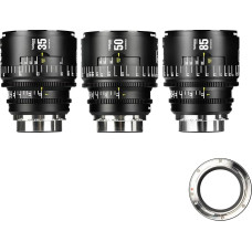 7artisans 35/50/85mm T2.1 Infinte serijos profesionalus rankinis viso kadro kino objektyvas, suderinamas su PL bajonetu, skirtas fotografijai ir filmų gamybai, juodas