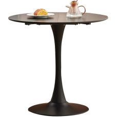 GrandCA HOME 80 cm juodas modernus apvalus valgomojo stalas, 80 cm apvalus stalas, apvalus valgomojo stalas, tinka 2-4 asmenims, tinka virtuvei, svetainei, valgomajam, juodas
