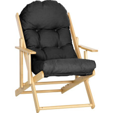 HOMCOM Living Room Chair, Foldable and Tiltable, Made of Wood, Comfortable Recliner Chair with Thick Padded Cushion - 71 x 89 x 96 cm, Black