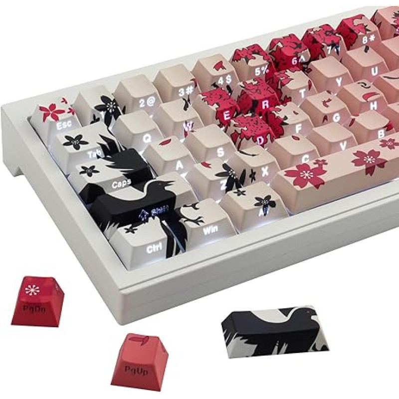 JakeTsai PBT klavišų dangteliai, 135 klavišų šoninis spausdintas blizgesys per Majima klavišų dangtelius, 