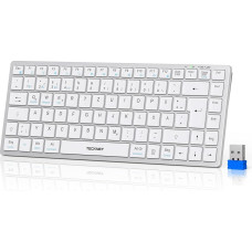 TECKNET belaidė klaviatūra, laisvai perjungiama tarp 4 įrenginių (2.4G + BT), įkraunama 