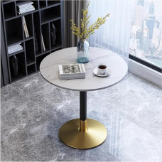 Apvalus virtuvės valgomojo stalas, modernus apskritas marmurinis stalviršis, pjedestalo stalas, mažas 2-4 vietų pusryčių bistro stalas su pagrindu, skirtas namams, biurui, gyvenamajai erdvei, virtuvei F (dydis: 70 cm/27.3