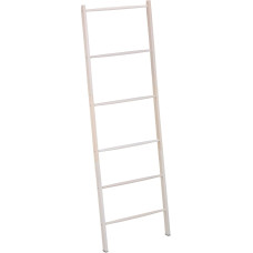 Relaxdays Wooden Towel Ladder, 6 Rungs, Laundry Ladder, Towels & Clothes, H x W 170 x 55 cm, Bathroom Ladder, White