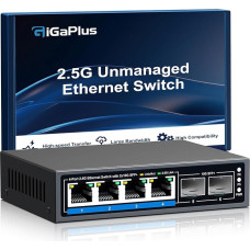 6 prievadų 2,5 Gb nevaldomas eterneto komutatorius su 4*2,5G Base-T prievadais, 2*10G SFP+ prievadais. 