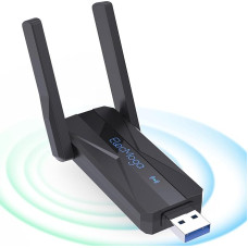 ElecMoga USB WLAN atmintinė kompiuteriui, 1300Mbps USB 3.0 WiFi adapteris su 2 x 5dBi WLAN antena, 2,4 GHz/5,8 GHz interneto atmintinė kompiuteriui, staliniam kompiuteriui, staliniam ir nešiojamajam kompiuteriui, suderinama su Windows 11/10/8/7/Vista/XP M