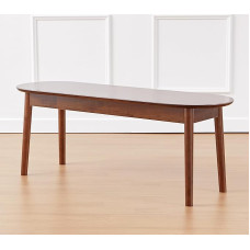 Livinia Aslan Esszimmerbank aus malaysischer Eiche, rund, Massivholz, für Schlafzimmer, Eingangsbereich, Küche, Korridor, 119,4 cm, Walnuss