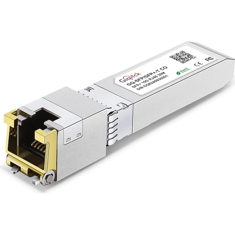 GIQITCK 10GBASE-T SFP+ RJ45 Transceiver, 1.25G/2.5G/5G/10G SFP+ to RJ45 Copper Module for Cisco SFP-10G-T-S, Ubiquiti UF-RJ45-10G, Netgear, D-Link, Supermicro, TP-Link, Linksys, up to 30 m
