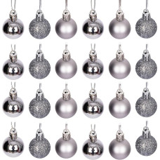 Christmas Baubles Shatterproof Medium Grey 30mm/24pcs Christmas Tree Baubles Baubles Ornaments Balls Christmas Decorations Christmas Decorations Shiny Matte Glitter