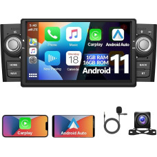 1+16G Car Radio for Fiat Punto 2005-2009/Fiat Linea 2007-2011 with Wireless A-pple Carplay Android Car, podofo 7 Inch Bluetooth Screen Multimedia Radio with HiFi/SWC/GPS/WiFi/RDS/FM + Reversing Camera