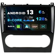 SXAUTO - 6G + 128G - Android 13 IPS Car Radio for Benz C-Class W203 W209 C180 C200 CL203 C209 (2004-2007) - Built-in Carplay/Android Car/DSP - Camera + MIC -DAB SWC Fast-Boot 360-CAM - 2 Din 9 inch