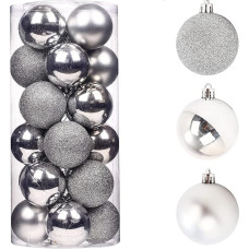 50mm/9pcs Christmas Baubles Shatterproof Silver Christmas Tree Decorations Ball Ornaments Baubles Christmas Decorations Holiday Decoration Shiny Matte Glitter