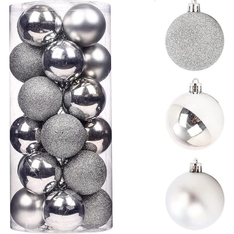 50mm/9pcs Christmas Baubles Shatterproof Silver Christmas Tree Decorations Ball Ornaments Baubles Christmas Decorations Holiday Decoration Shiny Matte Glitter