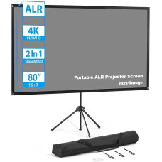 Portable Projector Screen and Stand, ALR Projector Screen, 80 Inch 16:9 Projector Screen Outdoor, High Contrast, Work in Ambient Light, Compact Size, Easy Setup, Idea for