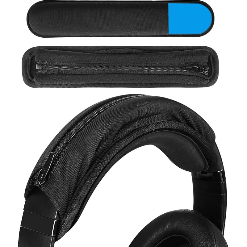 Geekria Medium Cooling Gel Hook and Loop Headband Cover + Headband Pad Set/Zipper Headband Protector. No Tools Needed, Compatible with ATH Bose B JBL Hyperx Sony Headphones