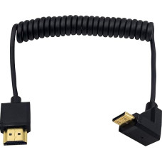 Duttek Mini HDMI to Standard HDMI Cable, Mini HDMI to HDMI Coiled Cable, Ultra Thin HDMI Male to Mini HDMI Male, Supports 4K Ultra HD, 1080p, 3D (HDMI 2.0) (1.2 m) (UP Angle)