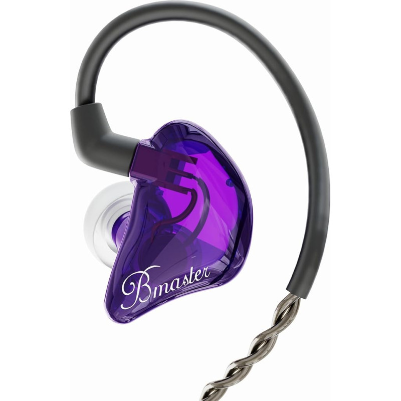 BASN Bmaster Triple Driver Earphones with Two Detachable Cables, Suitable for Audio Engineers Musicians Purple