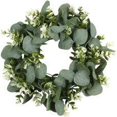 Spring Wreath Door Wreath with Flowers, Christmas Wreath Rings Eucalyptus Garland Artificial Eucalyptus Wreath Door Wreath Decorative Wall Wreath Garland Artificial Plants Hanging Wreath