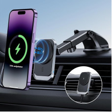 Mobile Phone Holder Car with Charging Function, Magnetic Air Vent Dashboard Wireless Car Charger for iPhone 14/13/12, 14/13/12 Pro, 14/13/12 Pro Max, 14 Plus, 13/12 Mini (with QC 3.0 Car Charger)