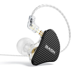 BASN Mix-PD 2-Pin In-Ear Monitor, 1Planar Driver + 1Dynamic Driver Hi-Fi IEM Headphones with CNC Machined Metal Cover, Wired 0.78 mm 2-Pin Removable Cable for Musicians (Black)