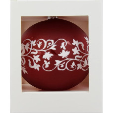 Vitbis Glass Christmas Bauble Single Ball Red Diameter 12 cm Hand-Decorated Hand-Painted